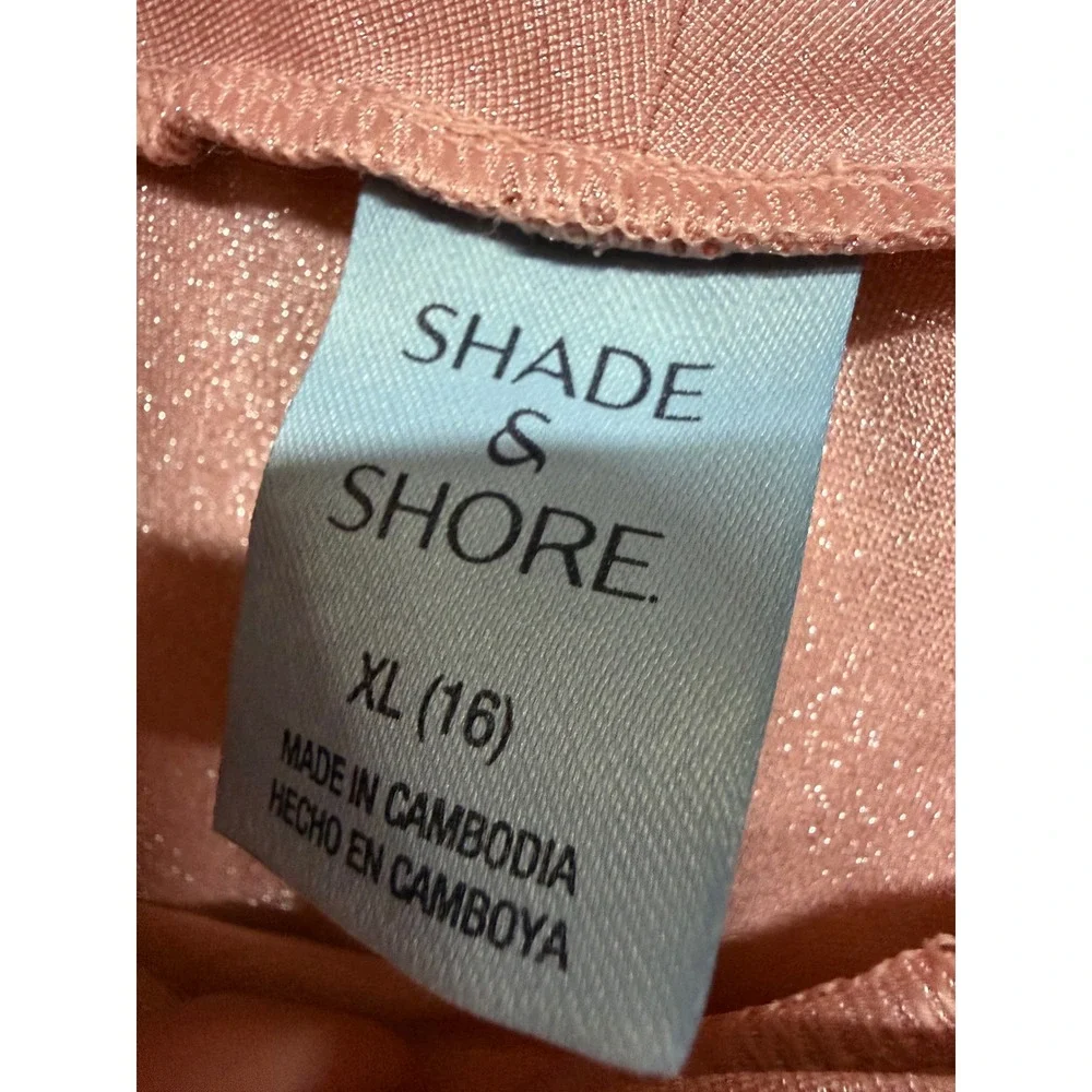 Shade & Shore Women's XL Pink Shimmer Sarong Swim Cover Up Skirt NWT
